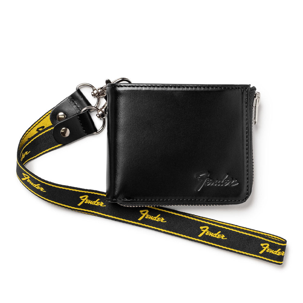 FENDER - 二つ折り札入れ L字ファスナー / Black / ギターピック&ウォレットコード付き